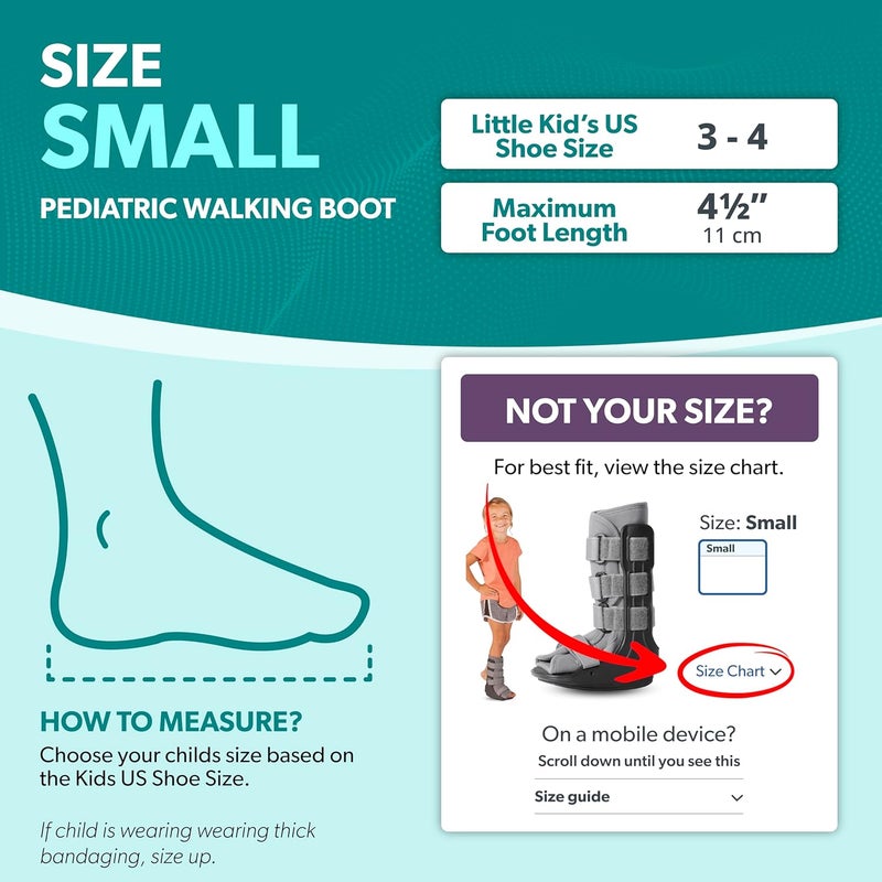 BraceAbility Pediatric Walking Boot - Children's Medical Walker CAM Orthopedic Support Shoe Youth Ankle Break Injury, Kid's Stress Metatarsal Bone Fracture, Broken Foot or Toe Recovery Cast (S) - Image 2